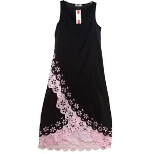 Kinikiss Women‎ Black Pink Sleeveless Casual Maxi Dress 3XL (runs smaller)
